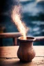 Placeholder: magic sparks around,