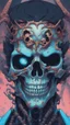 Placeholder: a close up of a person with a skull on their head, blue and black colors, anime skull portrait man, scary detailed art in color, hiroyuki-mitsume takahashi, nychos art aesthetic, half man half skeleton, anime cyberpunk art, colored manga art, rossdraws pastel vibrant, cold colors. insanely detailed, beautiful anime portrait, stunning anime face portrait, scary art in color