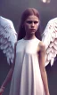 Placeholder: girl, cute, beautiful, angel, long white dress, portrait by Greg Rutkowski