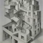 Placeholder: A building in 3 axis with stairs upside down and in several spacial dimensions and directions by artist "Escher" and "Tichenor"