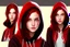 Placeholder: A sassy beautiful young woman with dark brown eyes and shoulder length red hair wearing a black hoodie. Realistic.