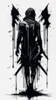 Placeholder: When The Darkness Comes in ink dripping art style , arrows in the back of the figure