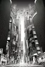 Placeholder: multiple bombs explosions, buildings of Tokyo greyscale