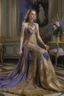 Placeholder: Stunning utopian gown with lavender and gold