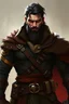 Placeholder: handsome masculine human male rogue dnd good looks serious cocky dark hair beard yellow eyes full body