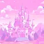 Placeholder: Pink and purple pastel dream world cartoon, castle