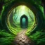 Placeholder: passage through the keyhole to the magic forest, view through the keyhole, magic forest background