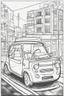 Placeholder: coloring page for kids, electric car, thick outline, low details, no shading, no color