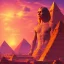 Placeholder: A synthwave style sunset above the pyramids, digital art