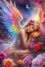 Placeholder: Beautiful angel, Trés belles roses, rainbows, beautiful colors, gardens , flowers, cascades,Birds, butterfly