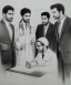 Placeholder: Pencil sketch of Four doctors are discussing ، on lined paper