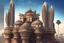 Placeholder: Grand scale Indian city, modern futuristic, inspired by hindu Architecture, show skyline, entire city, modernized glass structures with hint of hindu Architecture desgins