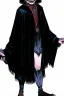 Placeholder: 7 year old boy, necromancer, friendly, looks dead,wearing black robes, with the lower body of a genie, in the style of Harry Clarke