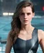 Placeholder: Emma Watson, full-length, in a swimsuit, cyberpunk 2077, photorealistic illustration, 16k