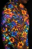 Placeholder: Art flowers body paintineons glowing light in the dark and colorful details