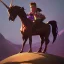 Placeholder: Little handsome warlock kid rides a dark unicorn by Nick Harris