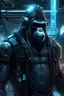 Placeholder: Gorilla in cyberpunk dystopia