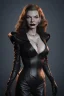 Placeholder: Lauren Bacall as evil queen in black leather, leather, busty, cleavage, angry, stern look. character design by cory loftis, fenghua zhong, ryohei hase, ismail inceoglu and ruan jia. unreal engine 5, artistic lighting, highly detailed, photorealistic, fantasy