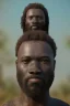 Placeholder: african head portrait, warrior costume, village, meditation, woods, galaxy sky, 8k quality