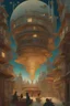 Placeholder: Wylie Beckert, Max Ernst, Surreal, mysterious, strange, fantastical, fantasy, Sci-fi, Japanese anime, ideal city in the attic, Jiyama's spiral device, beautiful girl, perfect voluminous body, thinking giant, detailed masterpiece