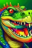 Placeholder: Acrtoon 2d art illustration . Colorful crocodile