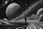 Placeholder: holy person walking on cosmic wave in planet solar system grayscale astronomical person