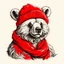 Placeholder: santa suit bear, beard, red stocking cap, illustration