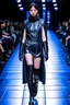 Placeholder: Kryptonian on a fashion runway cyberpunk clothes style street wear without cape