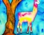 Placeholder: expressionist watercolor llama in tree