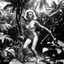 Placeholder: [photo by helmut newton] Swinging in on vines with deadly precision, the Amazon swiftly overpowered the bikini-clad warrior, knocking her down with swift kicks and powerful blows. The Space Girl, caught off guard and outmatched, struggled to defend herself as the Amazon relentlessly pressed her advantage.Lost in the sweltering heat of the jungle, the Space Girl found herself at the mercy of the primitive native who seemed to have the upper hand in the brutal confrontation.