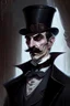 Placeholder: Strahd von Zarovich with a handlebar mustache wearing a top hat and asking a question