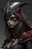 Placeholder: realistic dark fantasy rouge wearing a metal hemet