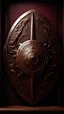 Placeholder: A detailed ⚖️ Shield of steel with bronze art and maroon splash,intricate details, HDR, beautifully shot, hyperrealistic, sharp focus, 64 megapixels, perfect composition, high contrast, cinematic, atmospheric, moody