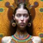 Placeholder: retrato de Sarah McDaniel tribal bella con tatuajes con estilo de Gustav Klimt