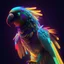 Placeholder: The one who flys with the howl, parrot face, human body, colorful light, neon stripes, clear very height details, Octane render