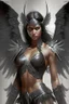 Placeholder: sexy female warrior angel with black wings