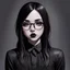 Placeholder: a pretty 18 year old girl, goth aesthetic, glasses, digital art, stylised, realism