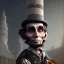 Placeholder: pixar style, volumetric Capitol building environment and background, realistic painting of a cute midget abraham lincoln with stovepipe hat, looking excited, volumetric lighting, dramatic lighting, detailed digital painting, anime, ornate, colour-washed colors, elegant, small minutiae, tiny features, particulars, centered, smooth, sharp focus, renderman gofur render, 8k, uhd, detailed eyes