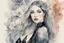 Placeholder: Aubrey Beardsley style watercolor style Alexandra "Sasha" Aleksejevna Luss Megan Fox