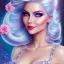 Placeholder: jolie femme galactique cosmonaute sourire avec longs cheveux bleu pastel joli visage souriant et beau corps bien formé , beaux yeux bleus rieurs - grandes ailes bleu ciel , ciel bleu fleurs blanches et roses. robe en soie, jolies dents, jolis yeux rieurs , picture precise and hight quality 8k, 10k ambiance rose pÂle, combinaison de cosmonaute, bijoux