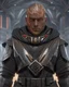 Placeholder: star wars bald male corellian jedi wearing gunmetal grey and black old republic armored flightsuit with gold and metallic red trim inside the jedi temple, centered head and shoulders portrait, hyperdetailed, dynamic lighting, hyperdetailed background, 8k resolution, volumetric lighting, light skin, fully symmetric details