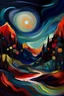 Placeholder: Abstract painting of landscape at night