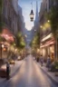 Placeholder: the design of a pedestrian street environment in the romantic, modern and fabulous style