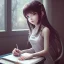 Placeholder: Anime girl studying in room, perfect face, window, nature, unreal engine 5, studio lighting --ar 2:1