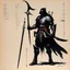 Placeholder: ConceptSheet: dark paladin and his pike with AD&D statistics [by frank frazetta]