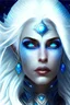 Placeholder: galactic woman white haired deep blue eyes nice lips empress of sky command of vessel