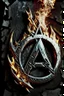 Placeholder: Anarchy symbol brushed metal and fire