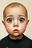Placeholder: Busch paint style Abstract mean baby look with weird big eyes look to the camera portrait in flat colors