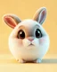 Placeholder: Cute 3D round bunny with big eyes, fluffy and plush texture, soft pastel yellow background, smooth C4D rendering, playful expression, ultra-detailed fur, perfect for dynamic wallpaper