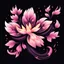 Placeholder: A cartoon-style sakura flower, pink and purple flames on the side, black background